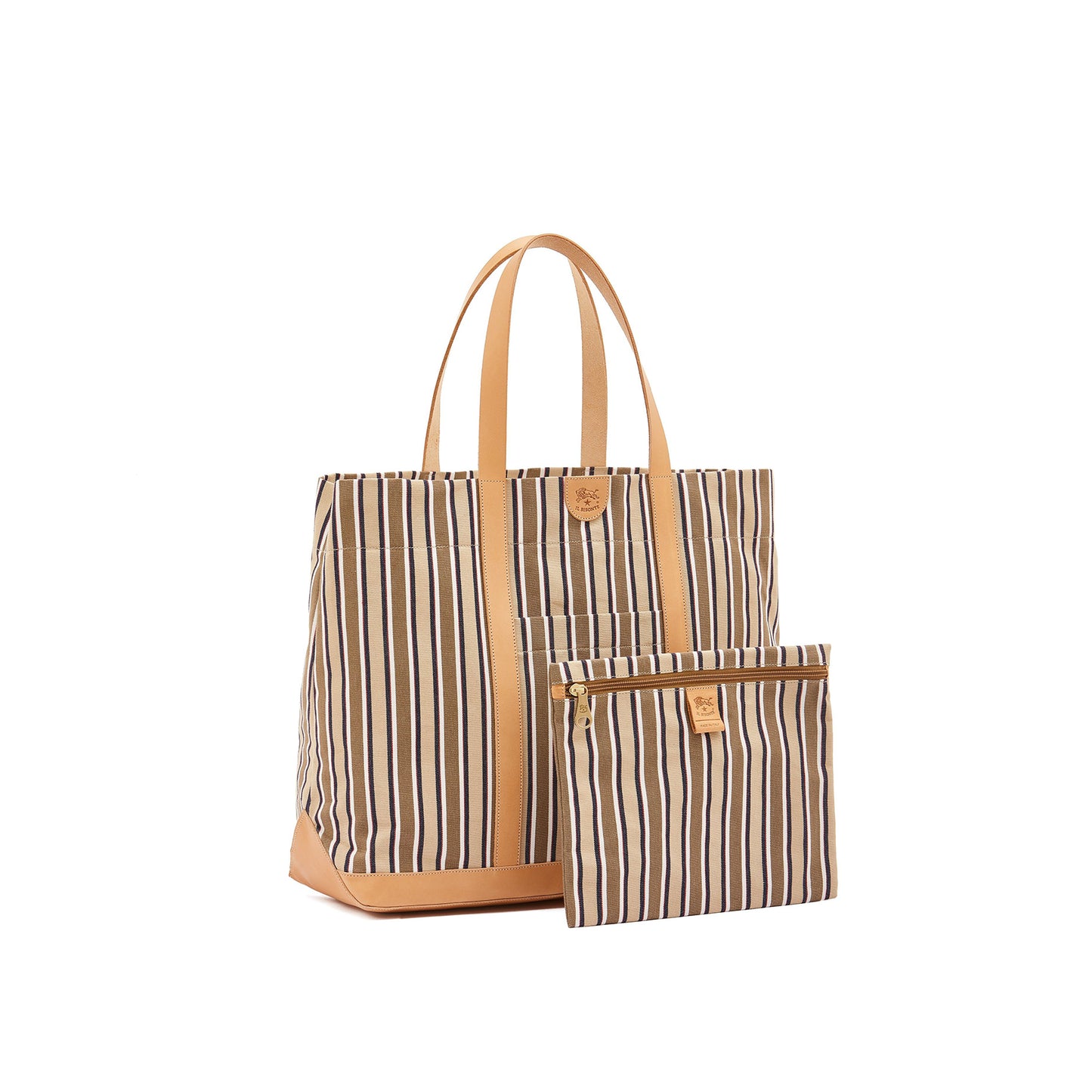 Caramella Medium Tote in Beige Stripe