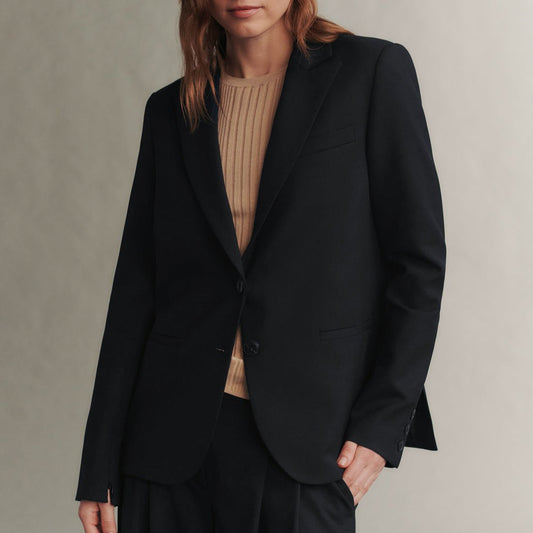 Wool Twill Boyfriend Blazer in Black