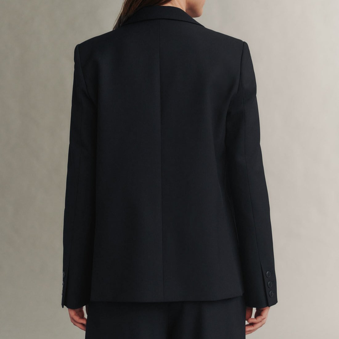 Wool Twill Boyfriend Blazer in Black