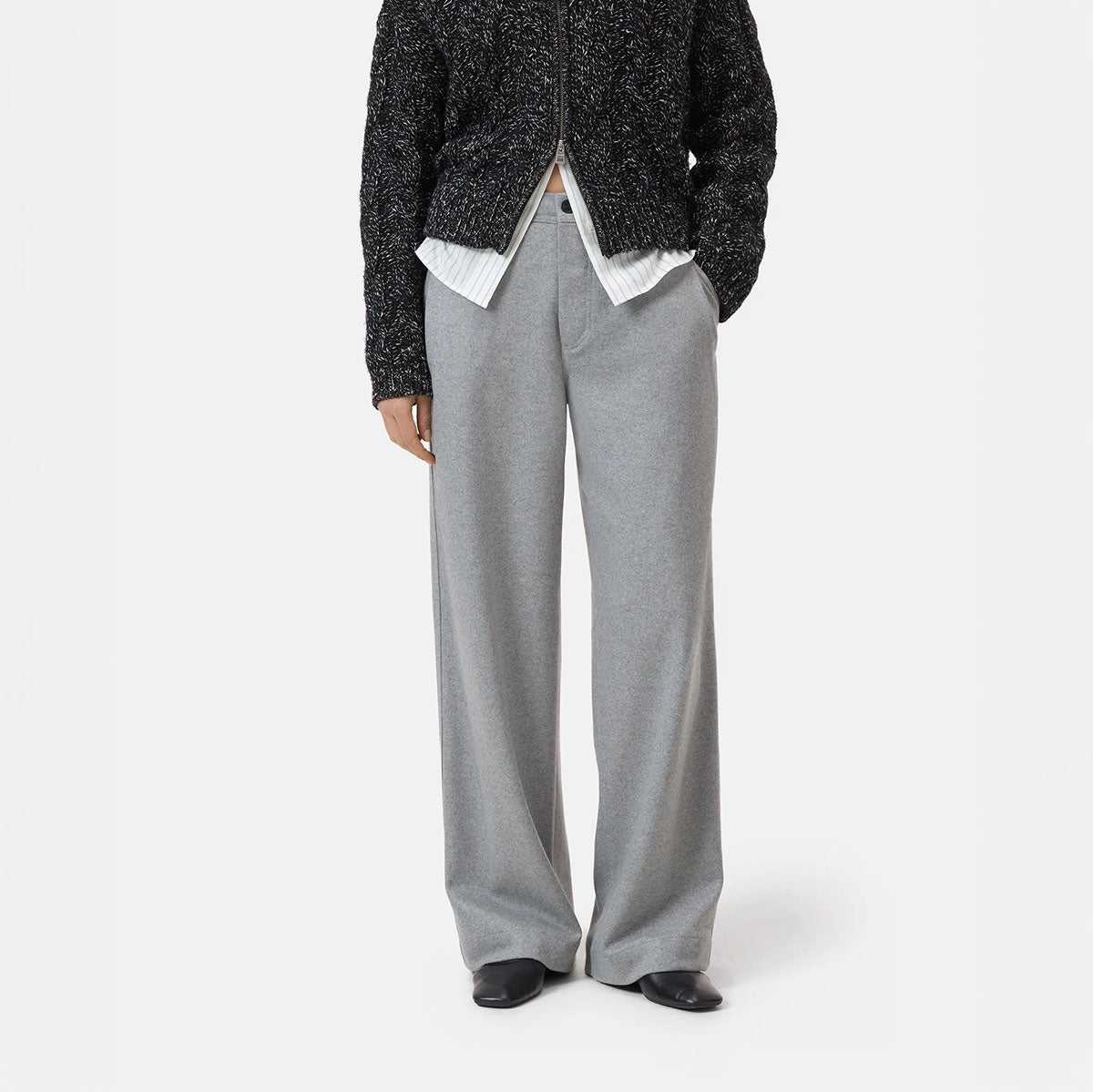 Wrenna Knit Trouser in Grey Melange