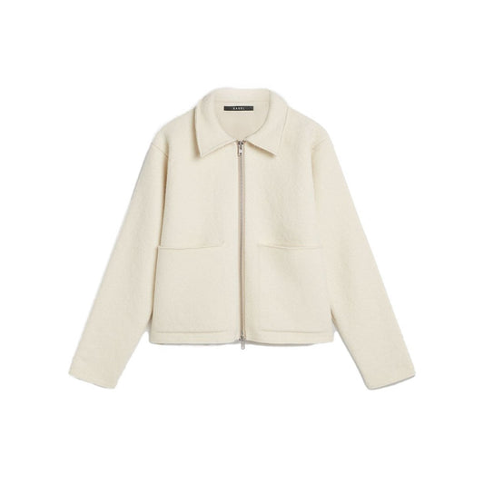 Zip Up Blouson Jacket in Soft White
