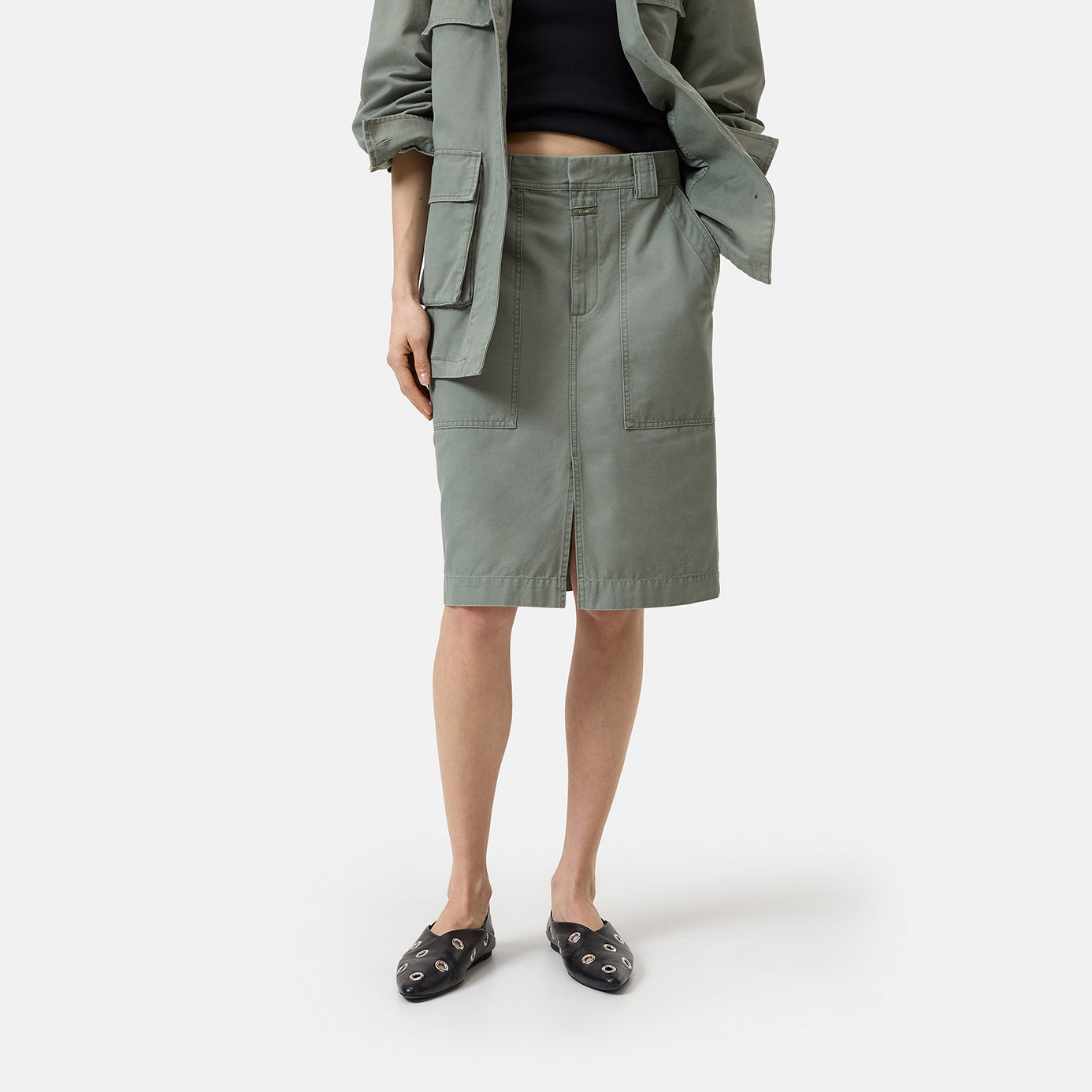 Utility Skirt in Faded Green