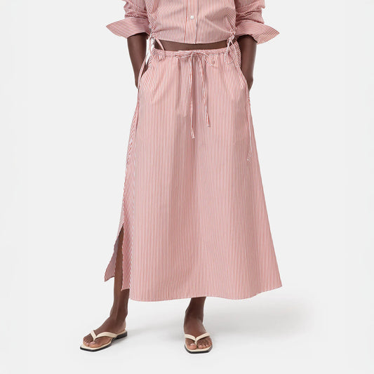 Gathered Skirt in Brick Red