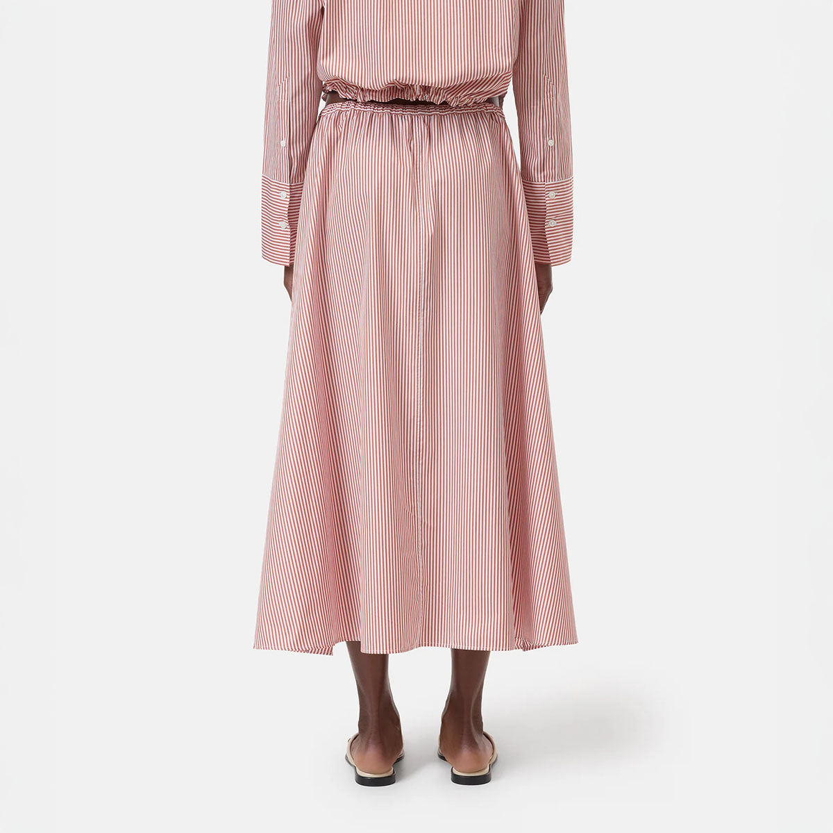 Gathered Skirt in Brick Red