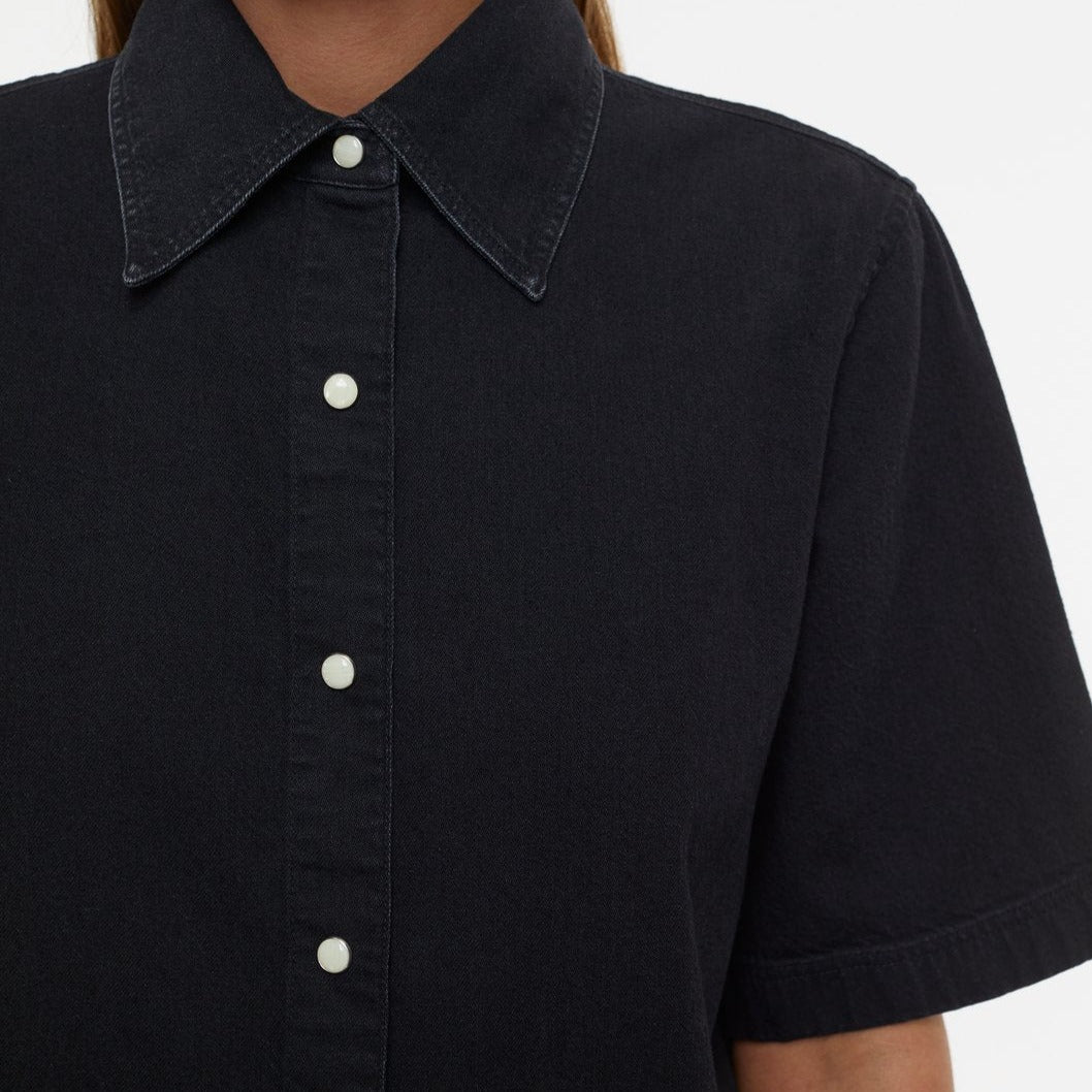 Short Sleeve Denim Shirt in Black