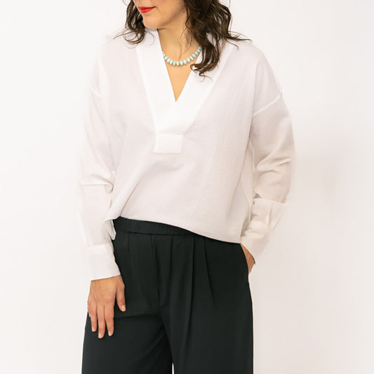 Wide Placket Shirt in White