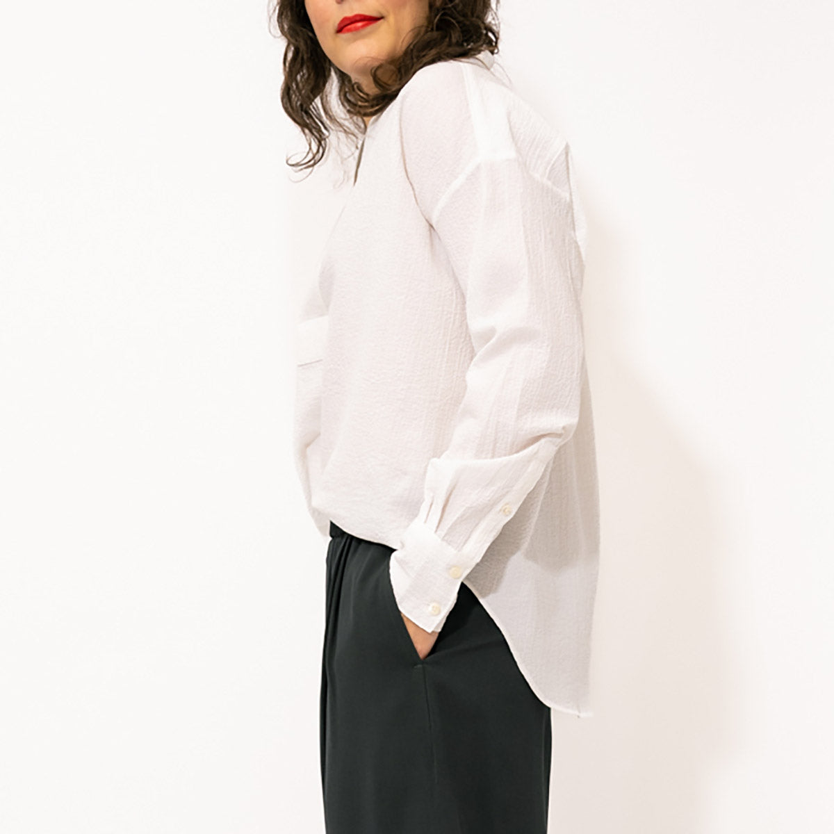 Wide Placket Shirt in White