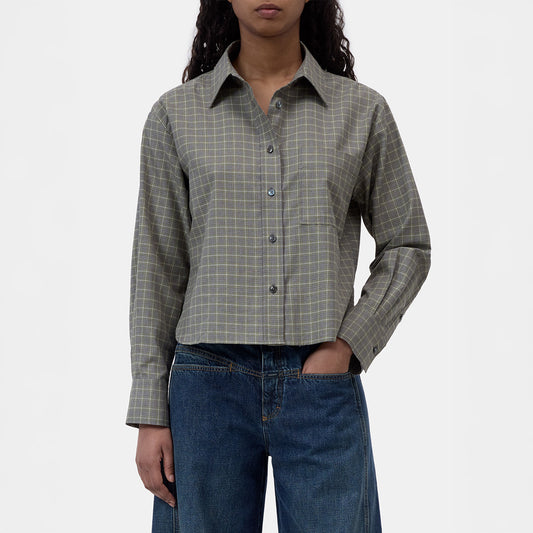 Crop Oversize Shirt in Juniper Green