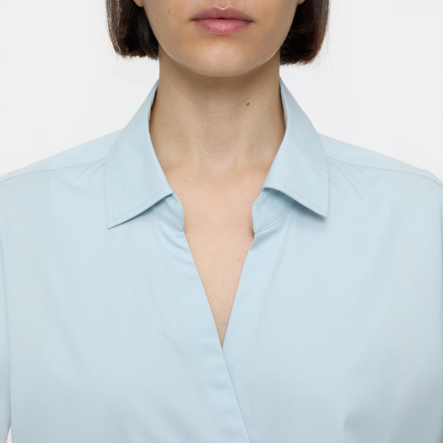 Asymmetric Shirt in Light Sky Blue