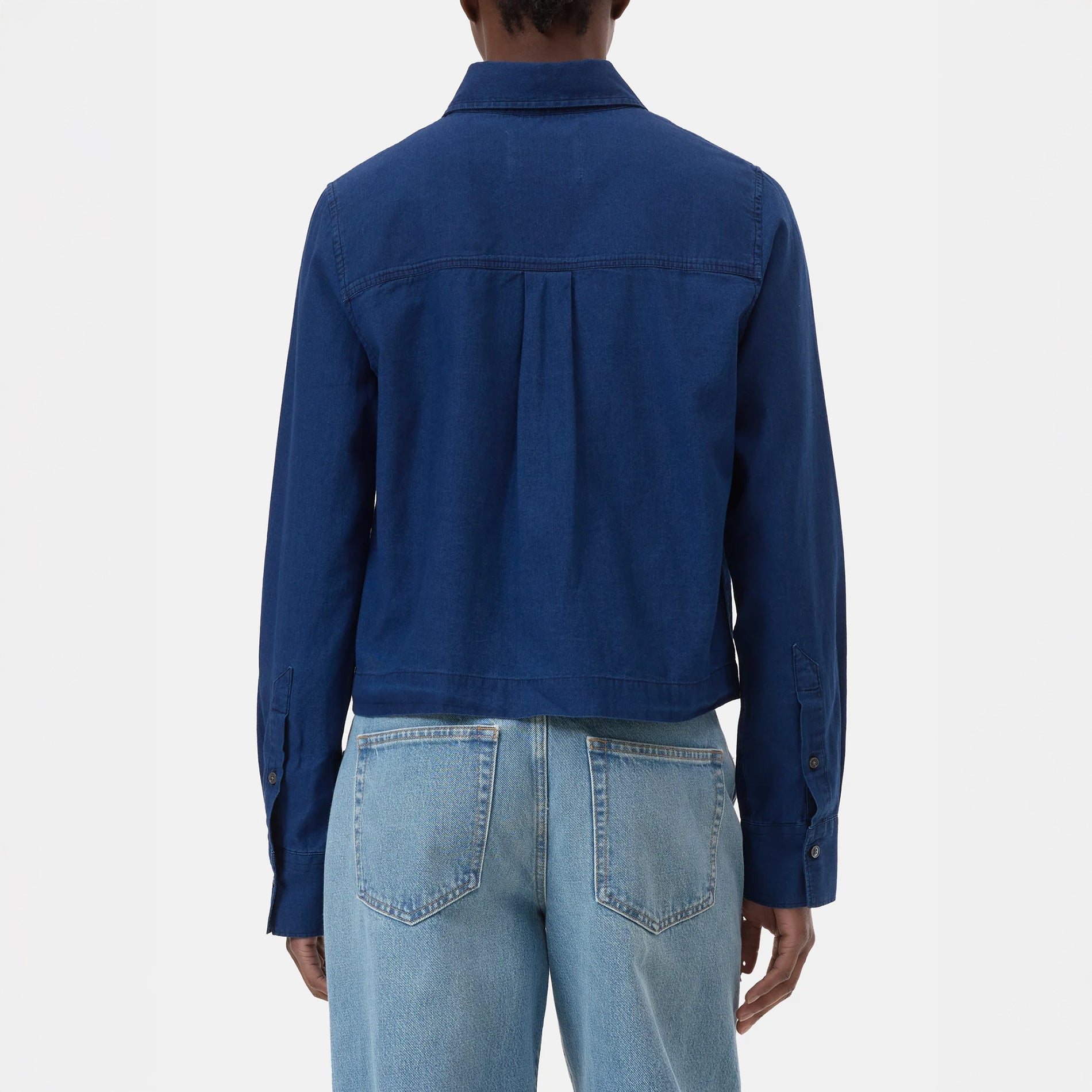 Crop Classic Shirt in Dark Blue