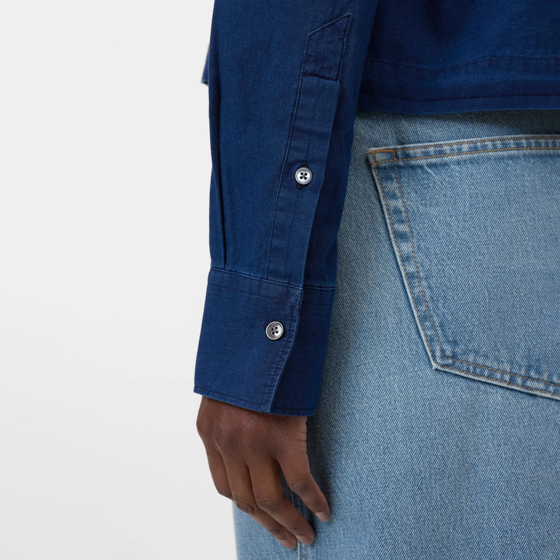 Crop Classic Shirt in Dark Blue