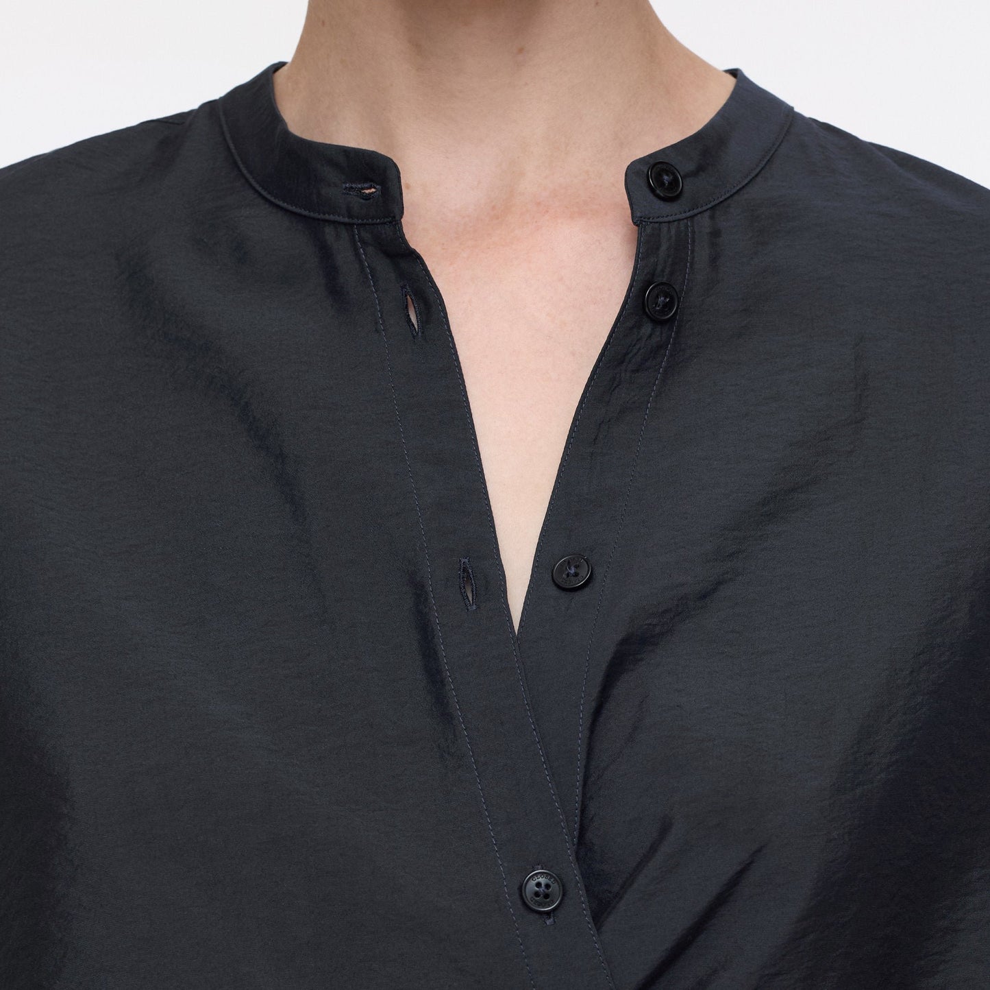 Wrap Button Up Blouse in Black