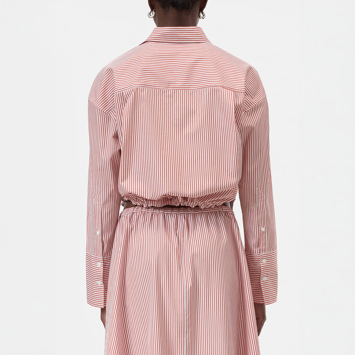 Gathered Shirt in Brick Red