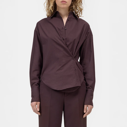 Wrap Shirt in Cinder Brown