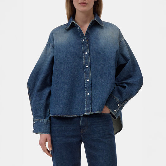 Overlay Detail Shirt in Dark Blue