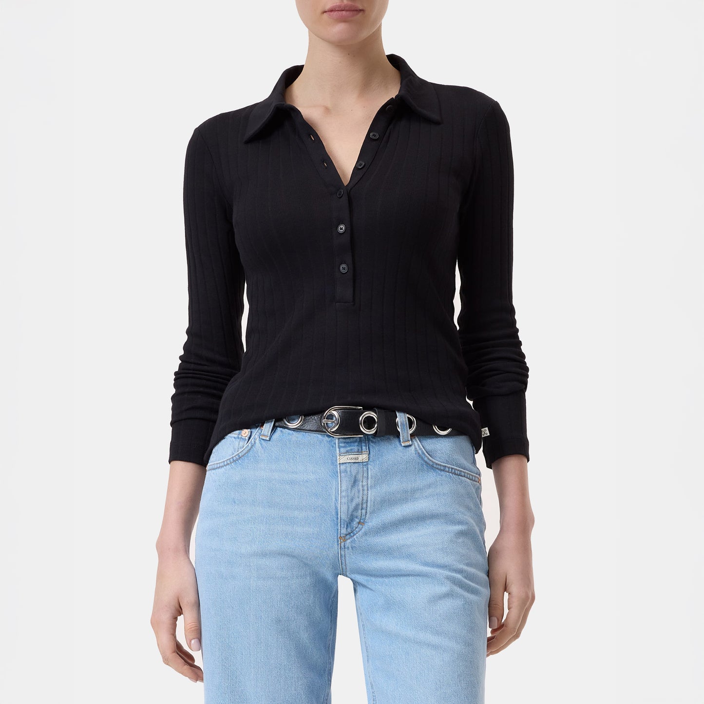 Cotton Polo Shirt in Black