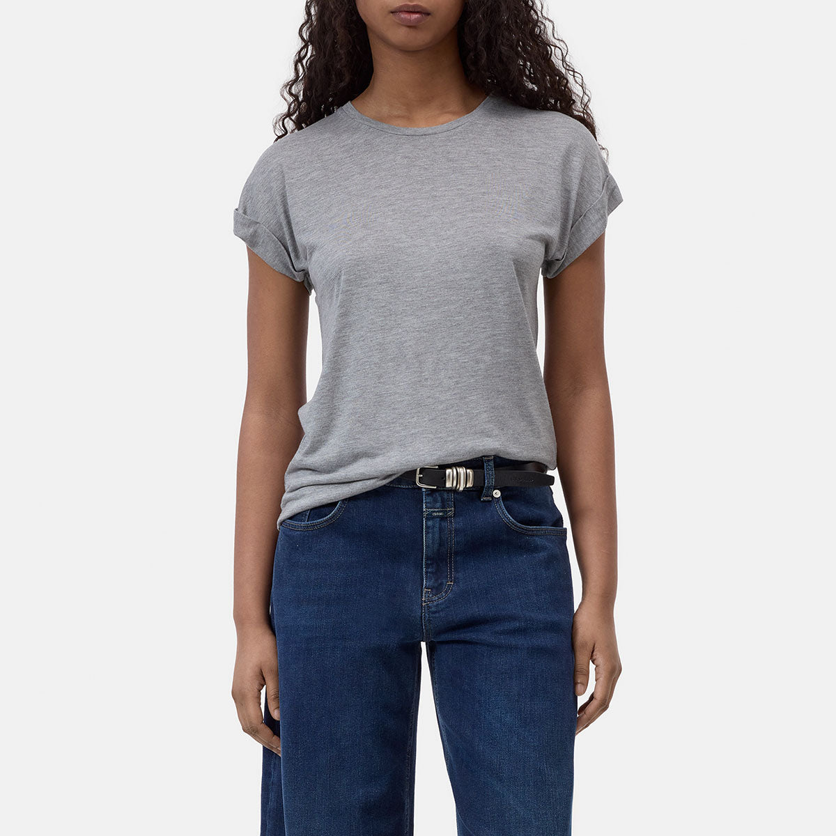 Turn Up T-Shirt in Light Gray Melange