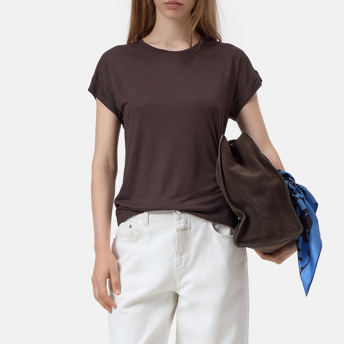 Turn Up T-Shirt in Mahogany Brown