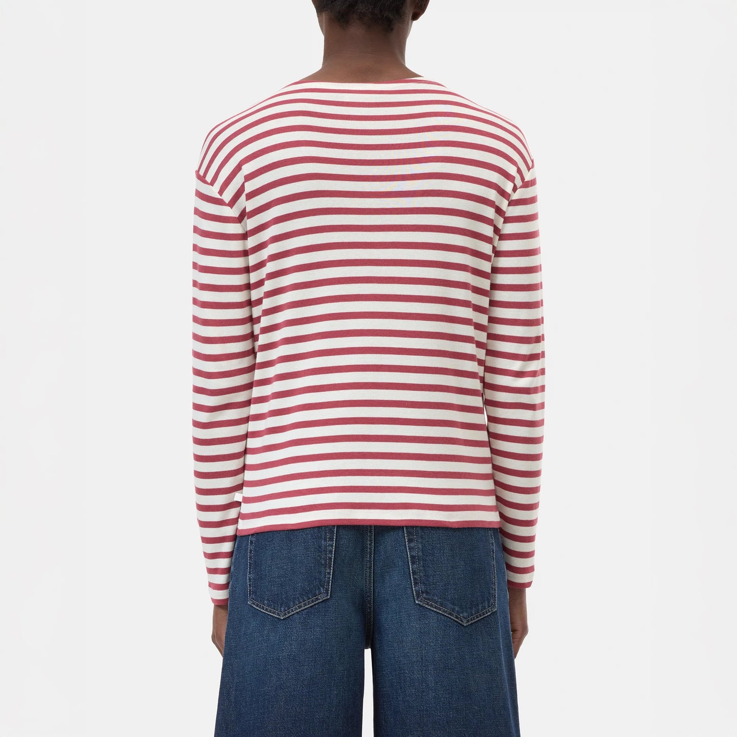 Basic Striped Tee in Cherry Red