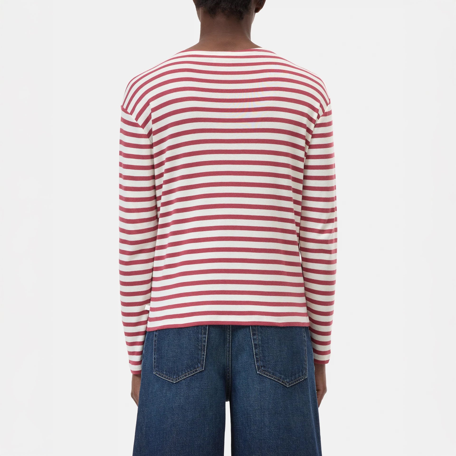 Basic Striped Tee in Cherry Red