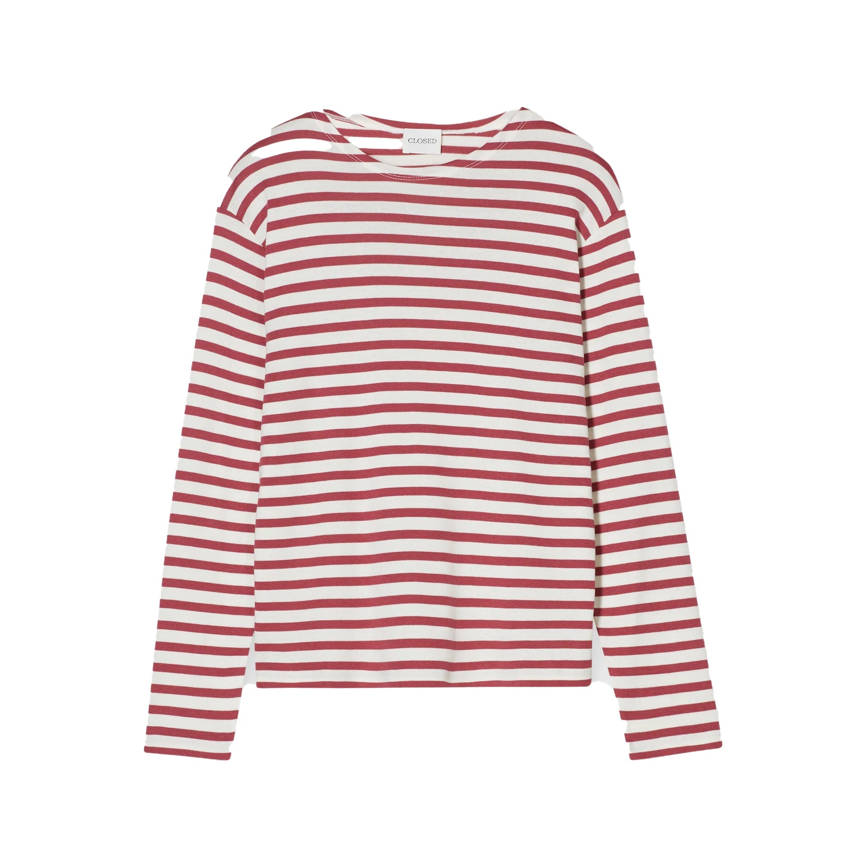 Basic Striped Tee in Cherry Red