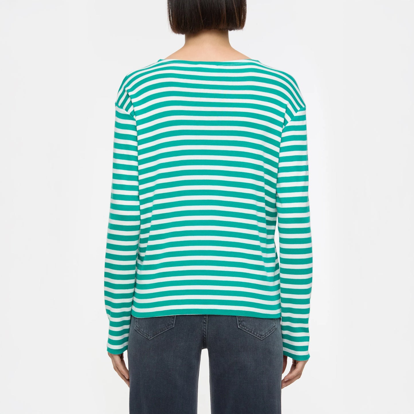 Basic Long Sleeve Striped Shirt in Meadow Green