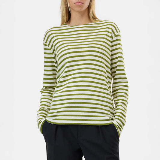 Basic Striped Tee in Pistachio Green