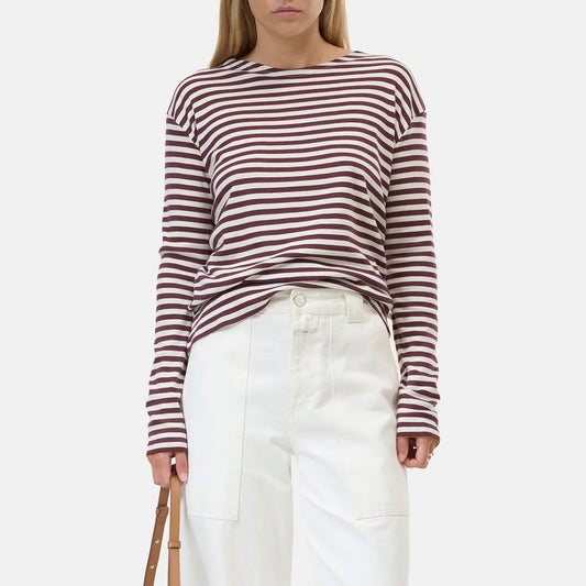 Basic Striped Tee in Dark Raisin