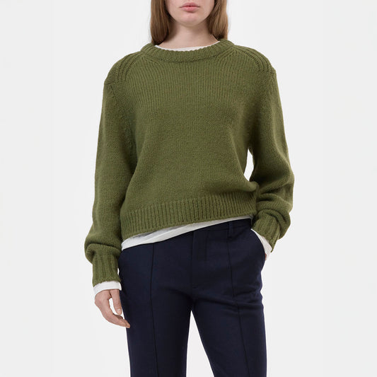 Alpaca Knit Crew in Army Green