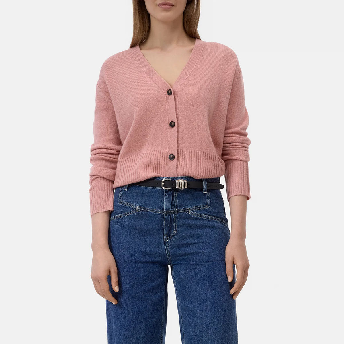 V-Neck Cardigan in Powder Pink