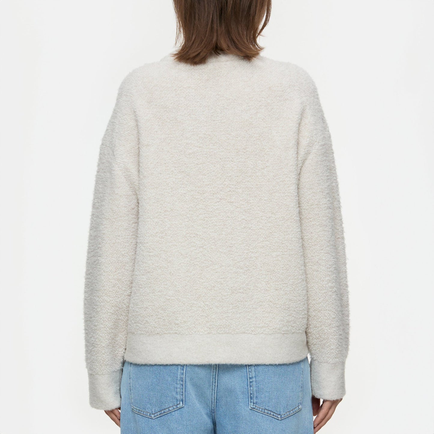 Bouclé Knit Crew in Pearl Beige