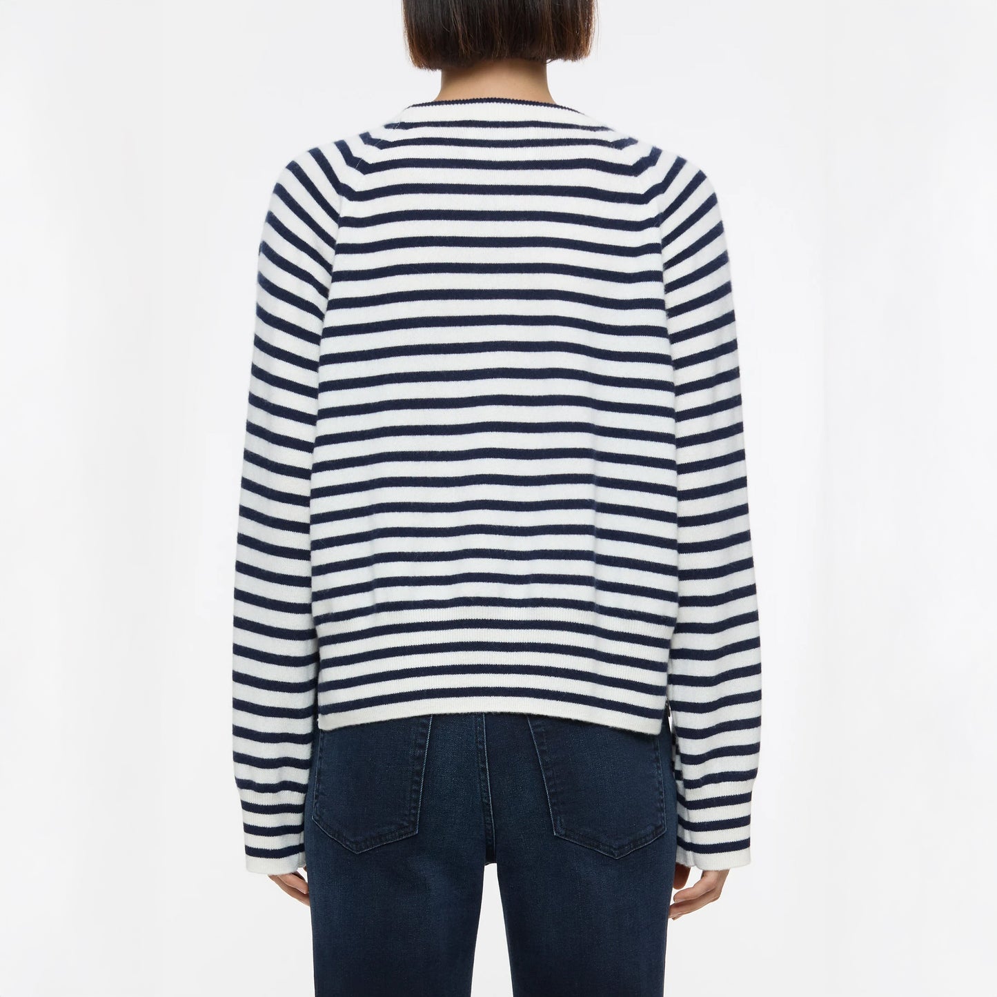 Striped Crew Sweater in Ivory