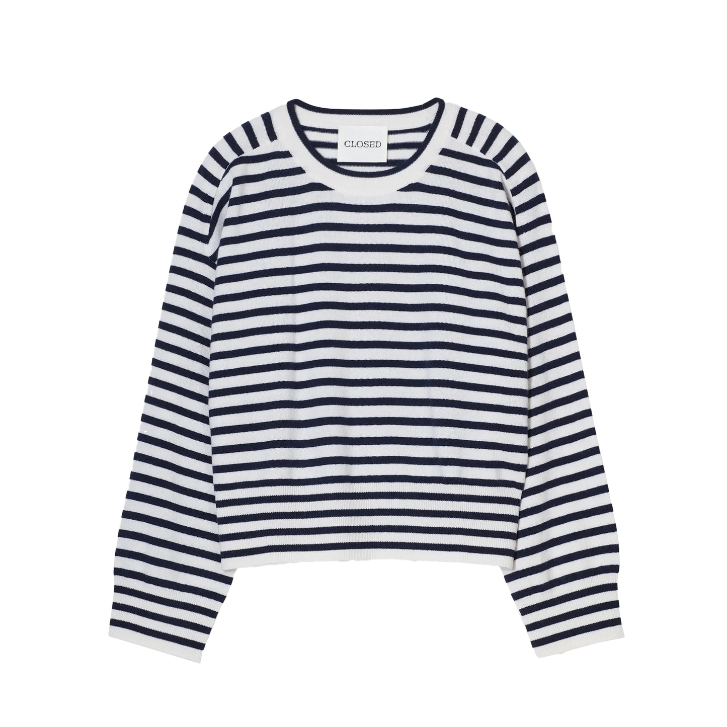 Striped Crew Sweater in Ivory