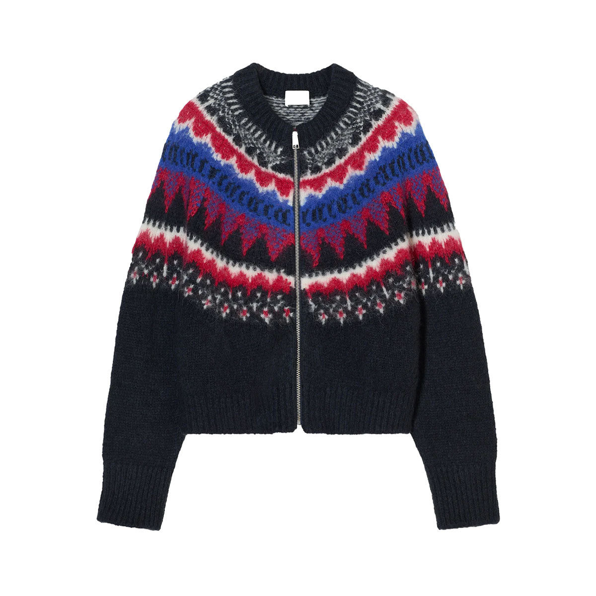 Cropped Knit Zip Up in Cosmic Grey