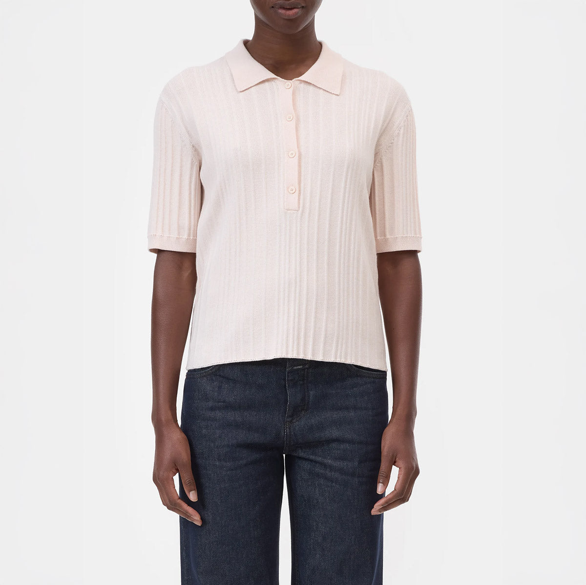 Short Sleeve Polo in Blush Pink