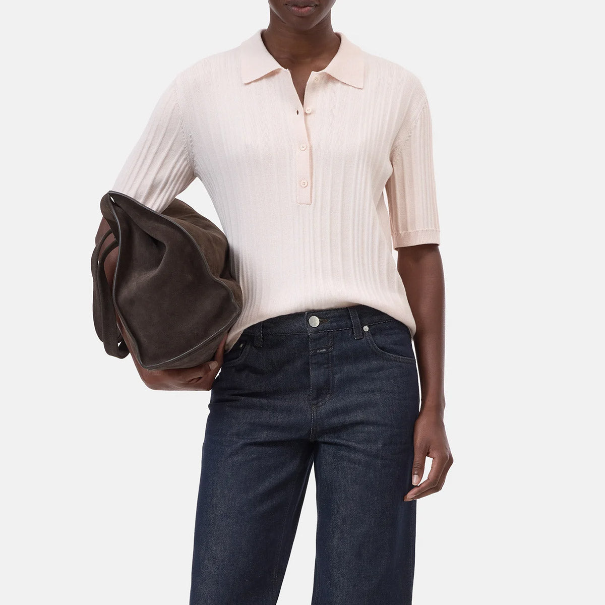 Short Sleeve Polo in Blush Pink