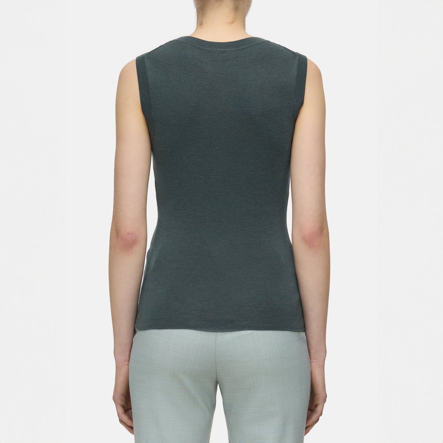 Sleeveless Knit Crew in Pini Green