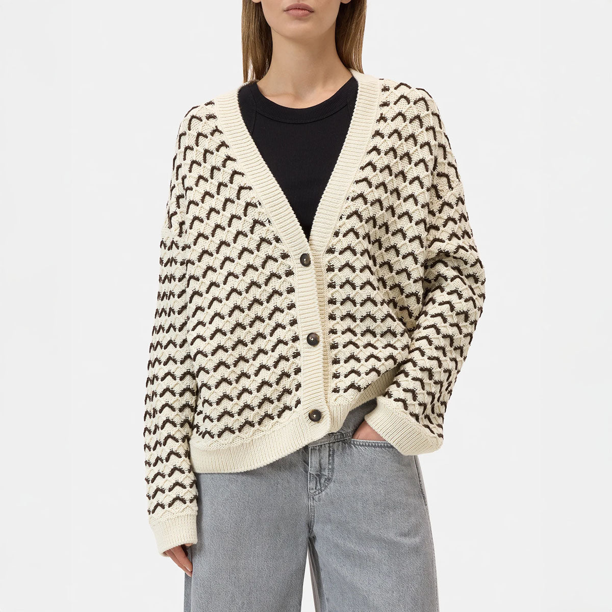 V-Neck Cardigan in Witherit Beige