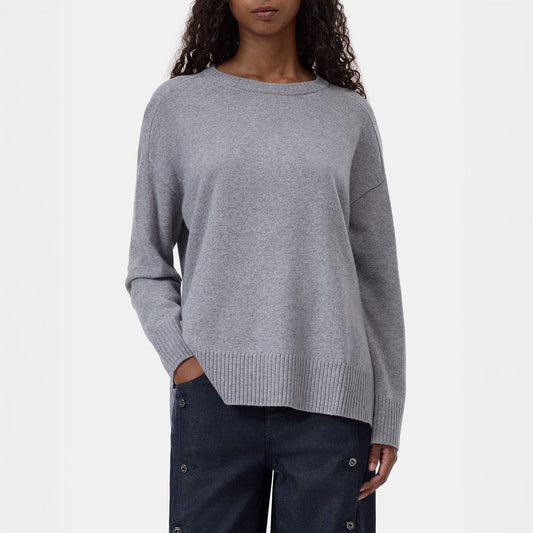 Longsleeve Crewneck Sweater in Light Gray Melange