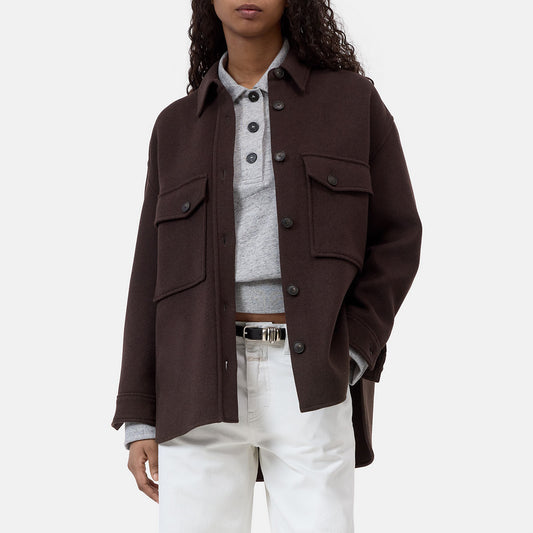 Oversize Shacket in Mahogany Brown