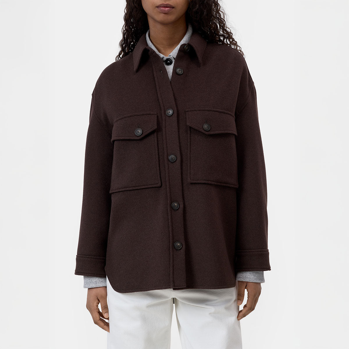 Oversize Shacket in Mahogany Brown