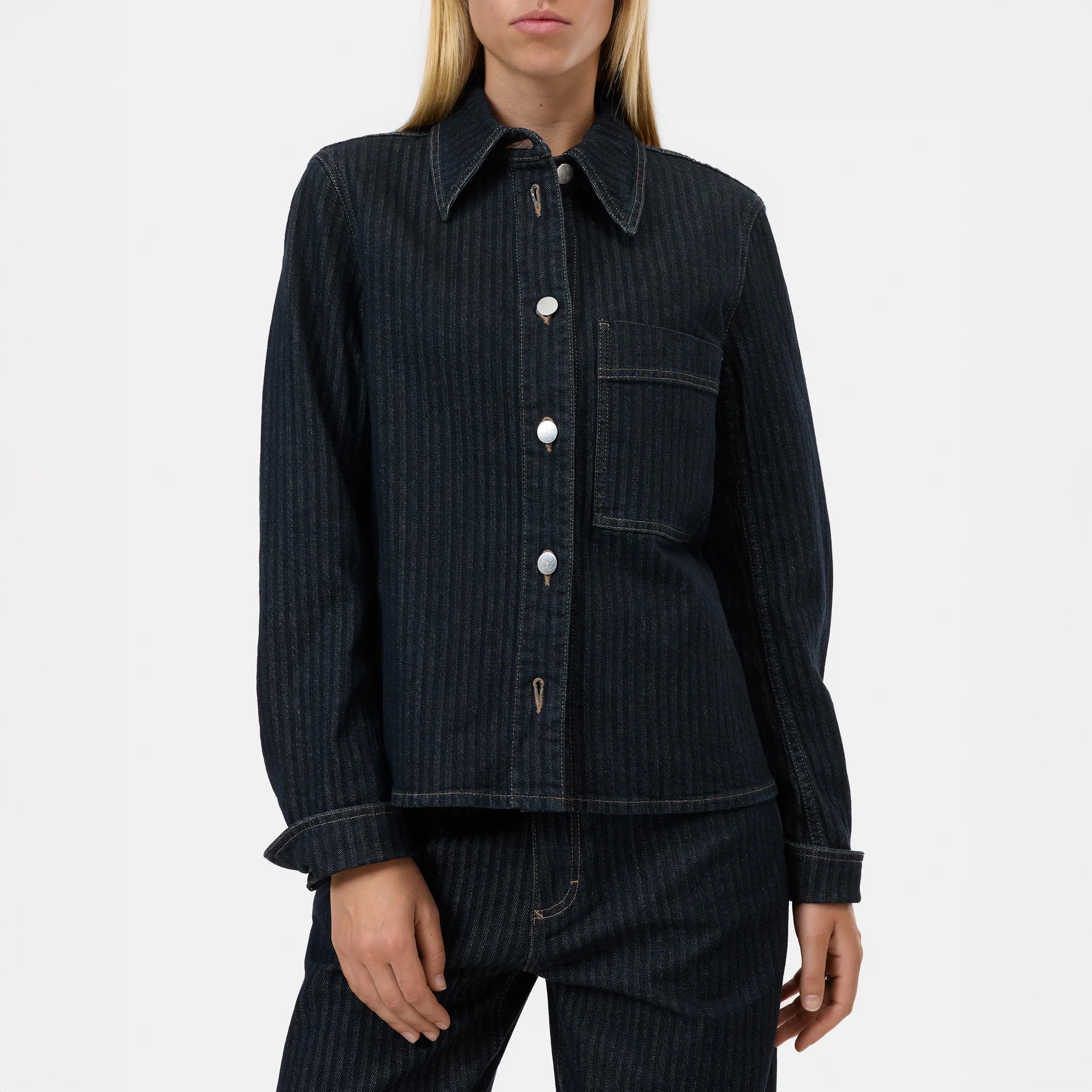 Slim Denim Jacket in Dark Blue