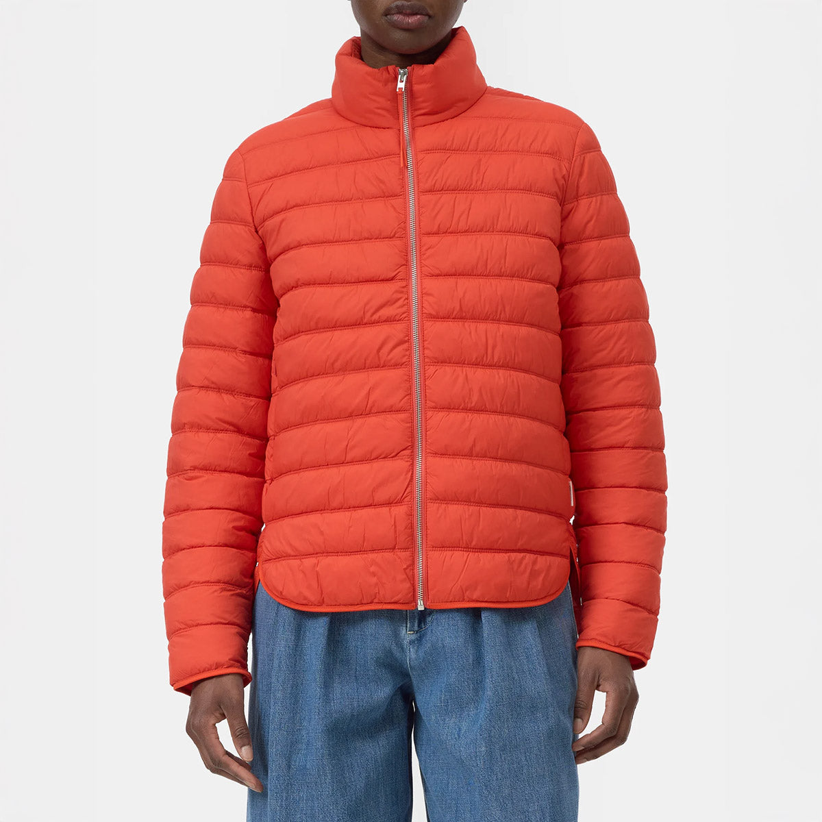 Quilted Zip Jacket in Coral Red