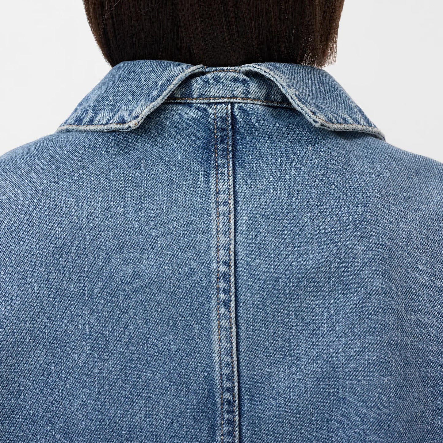 Denim Shacket in Mid Blue
