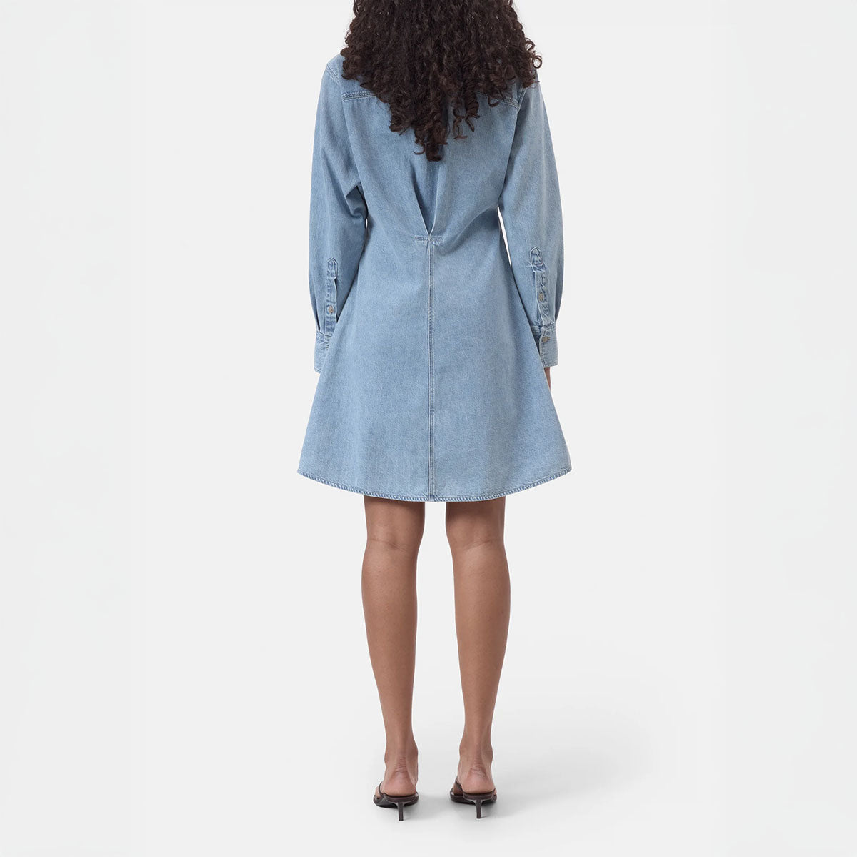 Waisted Shirt Dress in Light Blue
