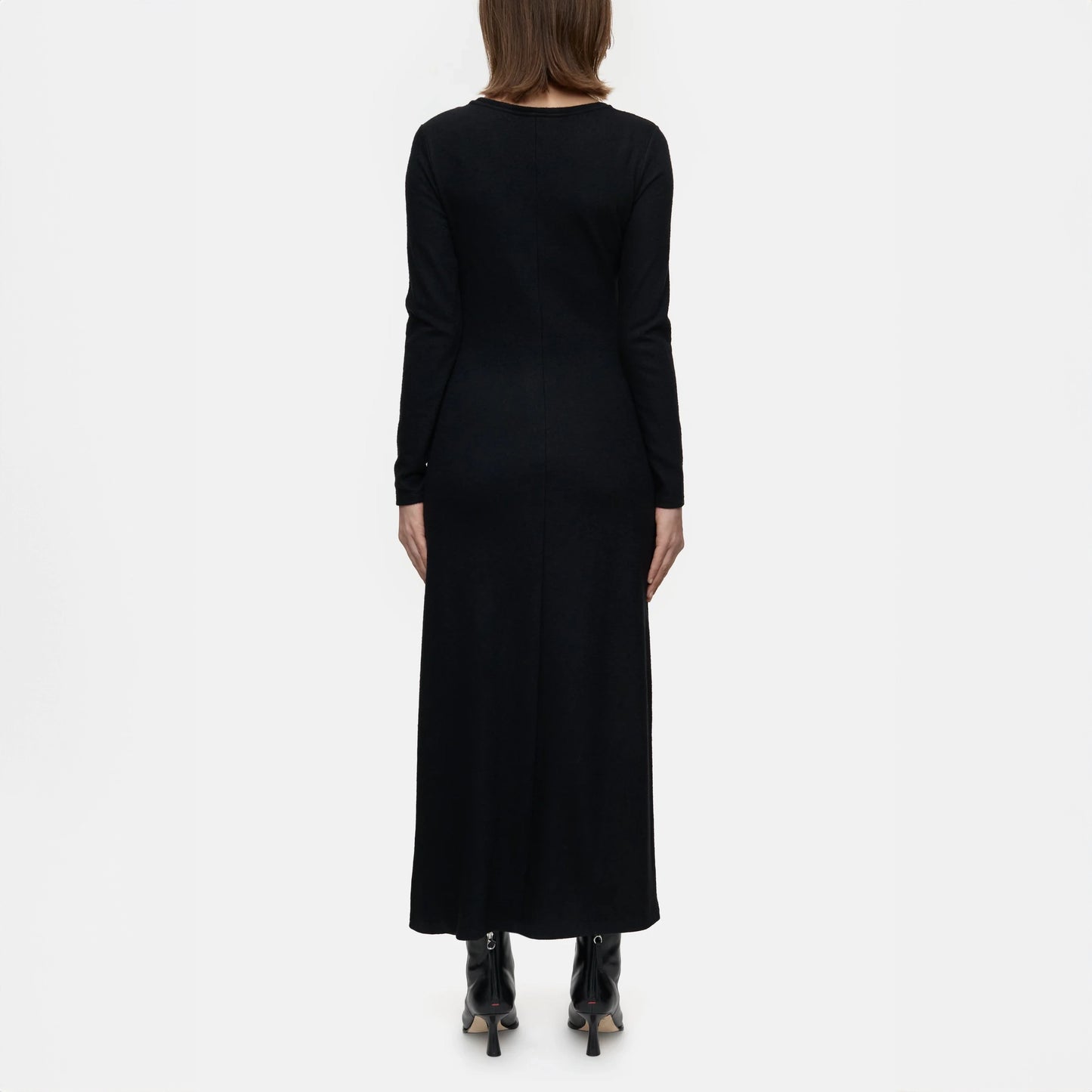 Draped Long Sleeve Dress in Black