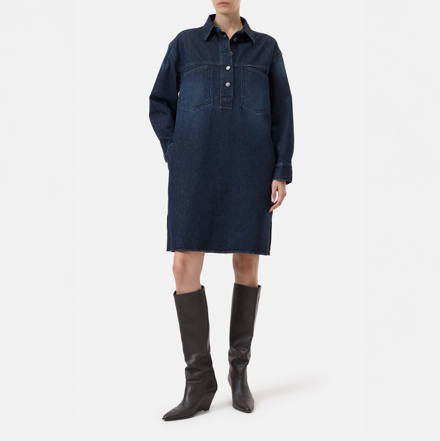 Polo Denim Dress in Dark Blue