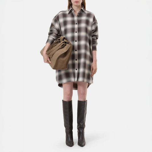 Flannel Shirt Dress in Dark Raisin