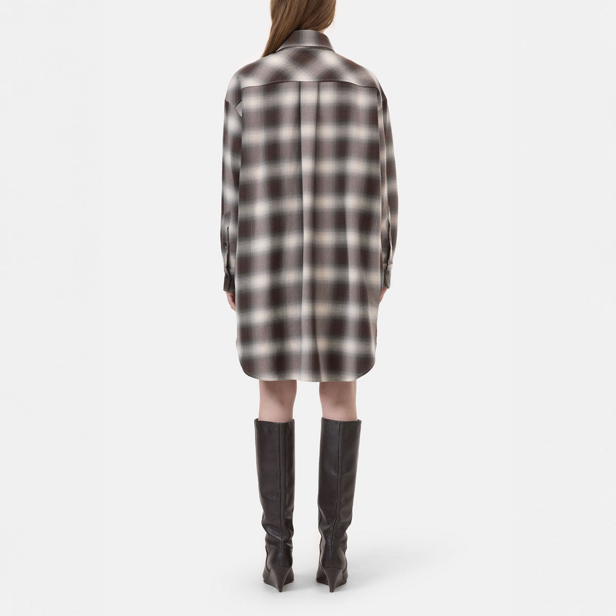 Flannel Shirt Dress in Dark Raisin
