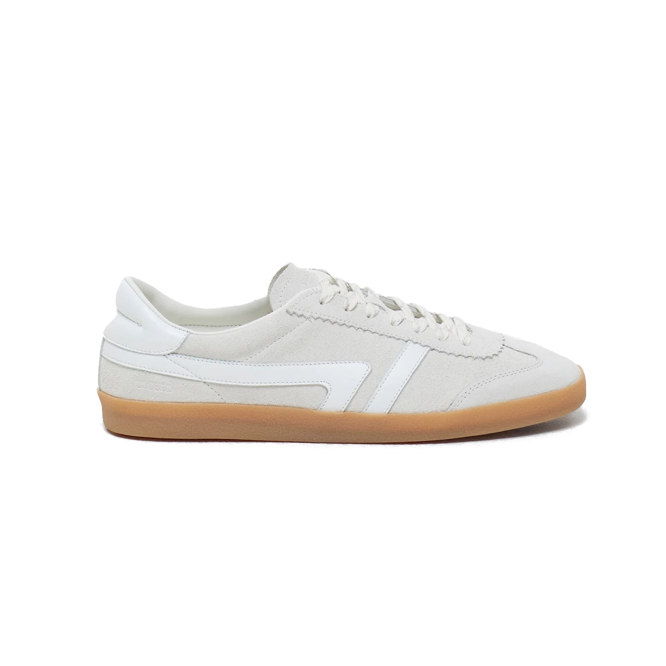 Slim sneaker in white, made from Italian nappa leather and suede, with rubber sole, perfect for casual wear.